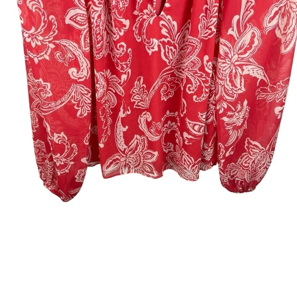 Evereve | Hayden Red White Floral Long Sleeve Blouse